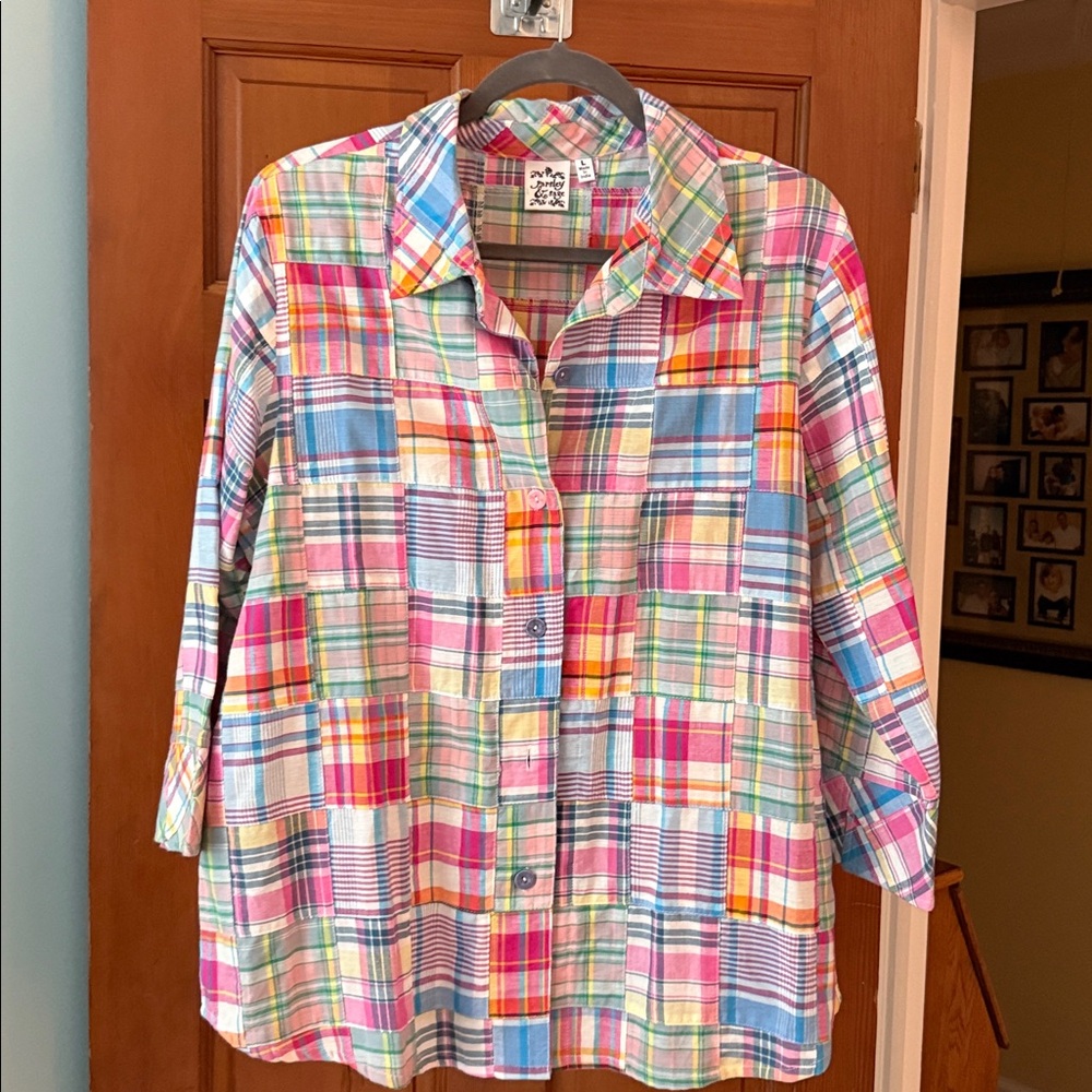 Parsley & Sage Multicolor Plaid Blouse
